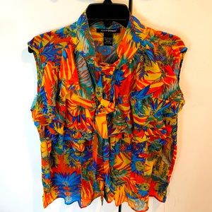 Sheer, Floral, Ruffle, Short Sleeve Classy Top